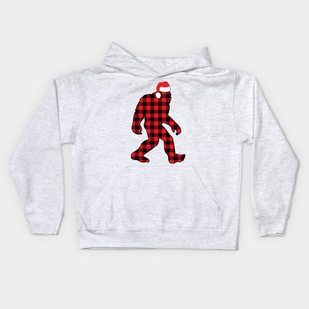 Christmas Bigfoot - Plaid Kids Hoodie by  The best hard hat stickers 